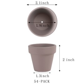 54 Pcs Small Mini Grey Clay Pots 2.1'' Terracotta Pot Clay Ceramic Pottery Planter Cactus Flower Pots Succulent Nursery Pots- Great for Window Boxes, Cactus, Plants, Crafts, Wedding Favors