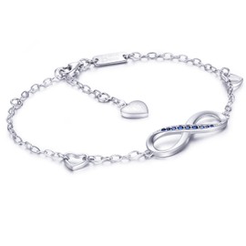 Billie Bijoux Womens 925 sterling Silver Infinity Endless Love Symbol Charm Adjustable Women's Bracelet