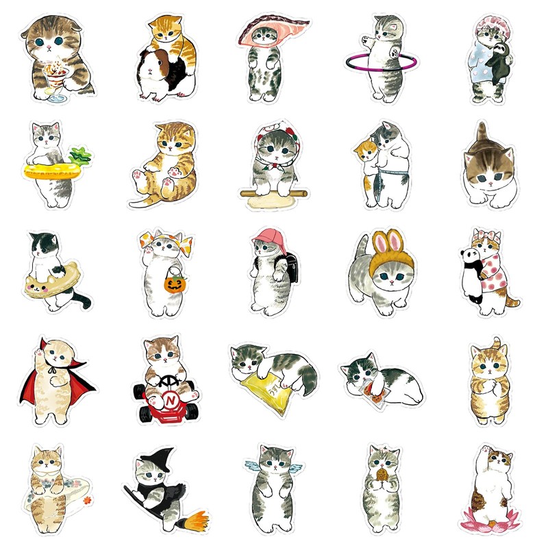 Cute set of 50 character stickers, DIY collection, diary, suitcase,