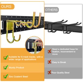 2-Pack E-Track Heavy Duty Shovel Hanger, Anti-Slip Double Layer Hooks for X-Track Systems Tie Down Anchor Points Pickup,Cargo Van,Enclosed Trailers,Semi-Trucks Trailer Hang Tools
