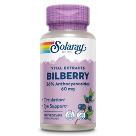 SOLARAY SOLARAY Bilberry Berry Extract 60 mg Per Capsule, Powerful Antioxidant, Guaranteed Potency for Healthy Vision & Circulation Support 120 VegCaps