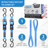 HandT USA Based Retractable Ratchet Straps (2PK) 1in x 6ft