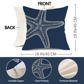 Fjfz Beach Coastal Starfish Coral Decorative Throw Pillow Covers