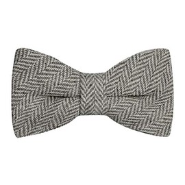 King & Priory Silver Grey Herringbone Bow Tie