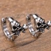 YS Jewelry Men's Punk Silver Small Skull Huggie Hoop Earrings