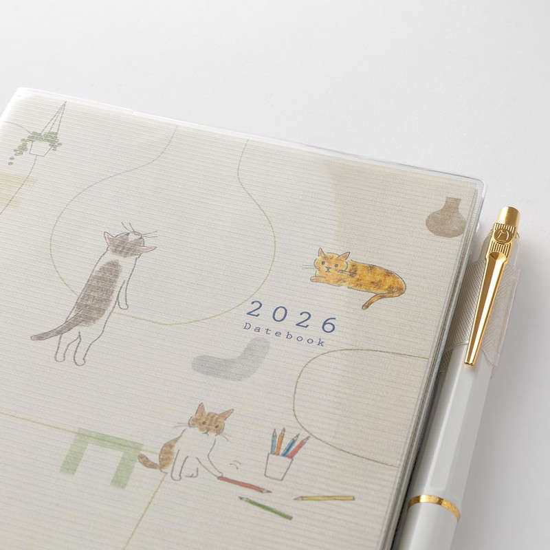 Midori Pocket Diary 2026 B6 Weekly Cat Pattern 22373006 (Starting
