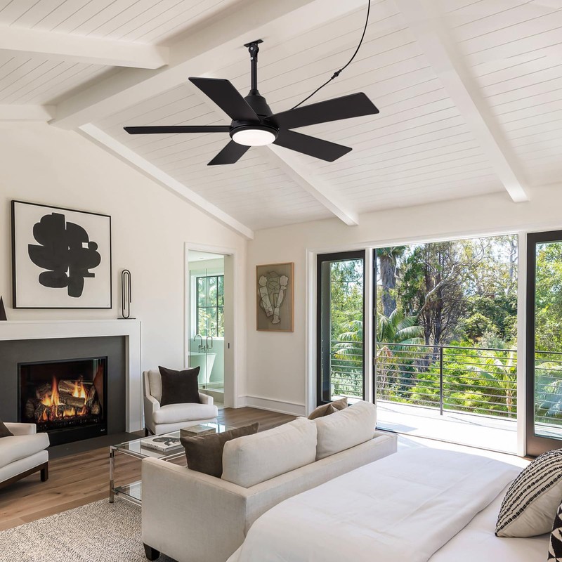 SPACORA 42 Inch Ceiling Fan with Light, Black Ceiling Fans