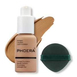 PHOERA Foundation, Full Coverage Foundation, Concealer Foundation Full Coverage Flawless Cream Smooth, Long-Lasting 30 ml PHOERA 24HR Matte Oil Control Concealer (105# Sand)