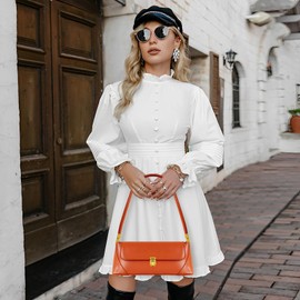 cuiab Women's Handbag, Orange Shoulder Bag, Vintage Style, Small Capacity, Perfect for Daily Commuting