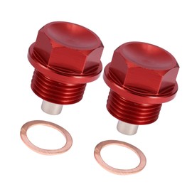 ACROPIX Red M18x1.5 Aluminum Alloy Oil Drain Plug Magnetic Sump Drain Nut Oil Drain Bolt with 2 Washer for Car - Pack of 4