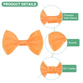 M METERXITY 60-Pack Mini Craft Ribbon Bow 1.5x1 Inch Checkered Fabric Satin Ribbon Bows Boutique for Craft DIY/Treat Bags/Hair Bow Sewing/Wedding/Party/Christmas [Orange]