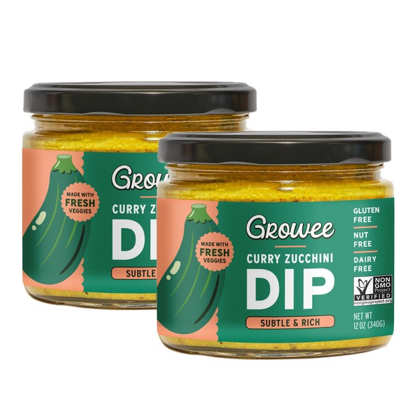 Growee Foods Indian Style Curry Zucchini Chip Dip & Spread