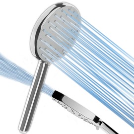 ROTORLI Shower Head with Handheld, High Pressure 5 Modes Water Saving Handheld Shower Head, Anti-scald Grip, with 6" Extra Long Stainless Steel Hose and Adjustable Mounting Holder, Silver