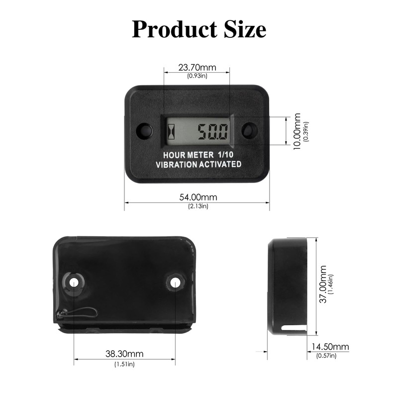 NInE-ROnG Vibration Digital Hour Meter Self-powered Gauge Waterproof IP68 for