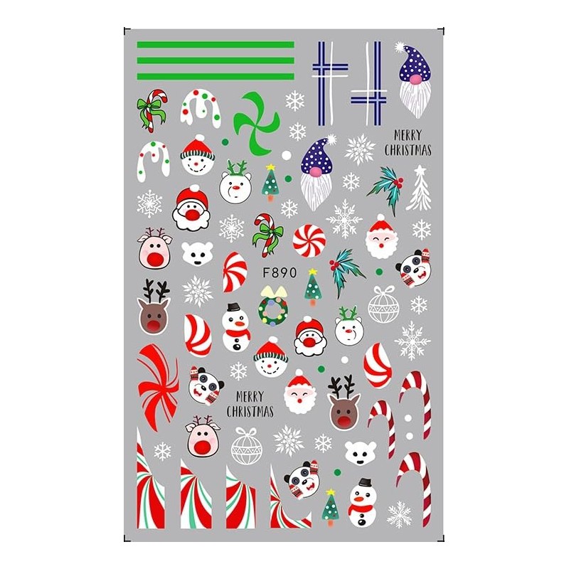Package includes: 10 pieces Christmas nail stickers, multiple Christmas elements