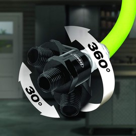 Flexzilla Ball Swivel Whip Air Hose, 1/4 in. x 4 ft. (1/4 in. MNPT Ball Swivel x 1/4 in. FNPT Ends), Heavy Duty, Lightweight, Hybrid, ZillaGreen - HFZ1405YW2B