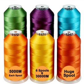 New brothreads -32 Options-Various Assorted Color Packs of Polyester Embroidery Machine Thread Huge Spool 5000M for All Embroidery Machines - 6xFruit&Garden Colors