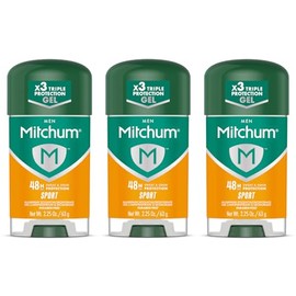 Mitchum Men Power Gel Antiperspirant Deodorant Sport, 2.25 oz Each – 48HR Odor & Wetness Protection, Clear Gel, Triple Odor Defense, Long Lasting Fresh Scent, Dermatologist Tested, Pack of 3