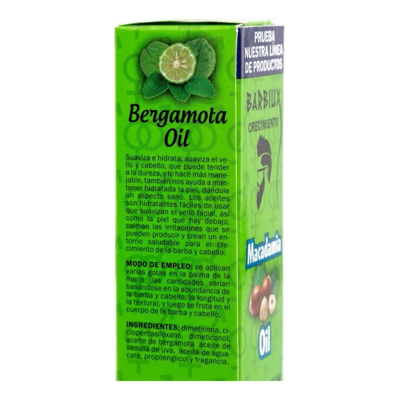 Aceite Bergamota Balsamo Crecimiento Barba Cabello Barbiux