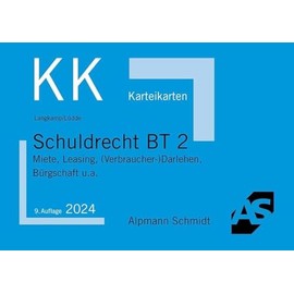 Karteikarten Schuldrecht BT 2: Miete und Leasing, (Verbraucher-)Darlehen und Bürgschaft u.a. (Karteikarten Zivilrecht)