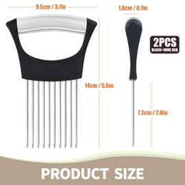 2PCs Stainless Steel Onion Slicer Holder, Onion Cutter Holder for Slicing of Onions,Tomatoes,Avocados,Eggs and Other Vegetables,KItchen Utensils (Wine Red & Black)