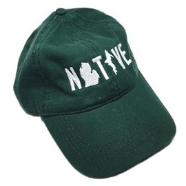 Michigan Native Unstructured Six Panel Baseball Cap for Men, Fabric Strap Buckle Adjustment Hat, One Size Fits All (Green)