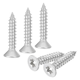 sourcing map 100Pcs Flat Head Torx Screws, M4 x 20mm 304 Stainless Steel Countersunk Self Tapping Anti-Theft Wood Screws Tamper Resistant Screws Fit T20 Bit for Wood, Fence, Decking (Silver)