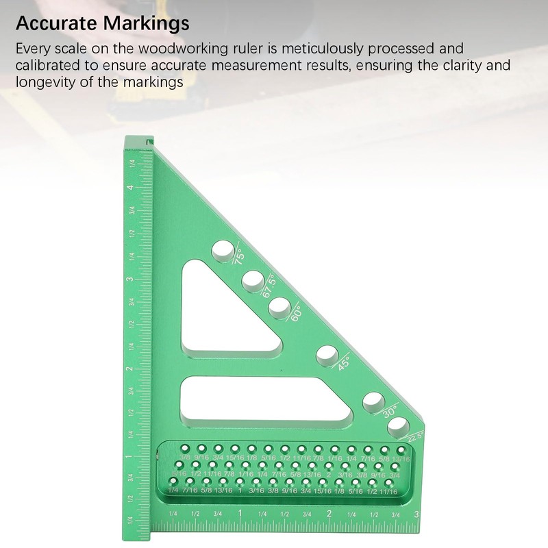 3D Carpenter's Square with Scriber, 22.5-90° Drawing Line Ruler with