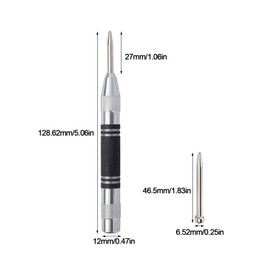 Tekrill 6Pcs Automatic Center Punch, Adjustable Impact Spring Loaded Center Punch for Wood, Metal, Plastic TS/ZXC-01 (4inch, Black White)