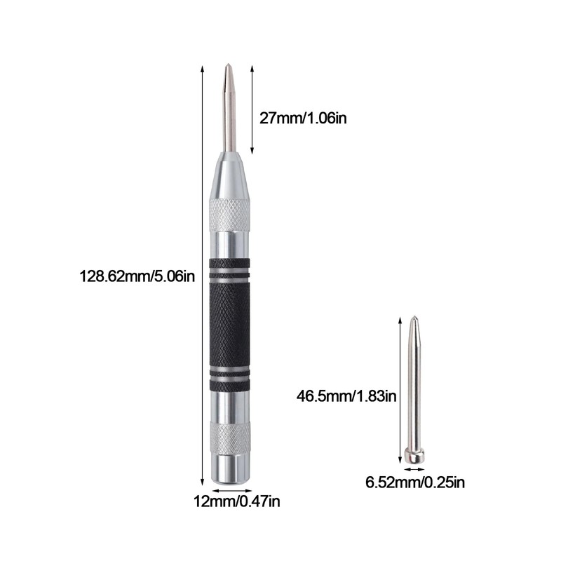 Tekrill 6Pcs Automatic Center Punch, Adjustable Impact Spring Loaded Center