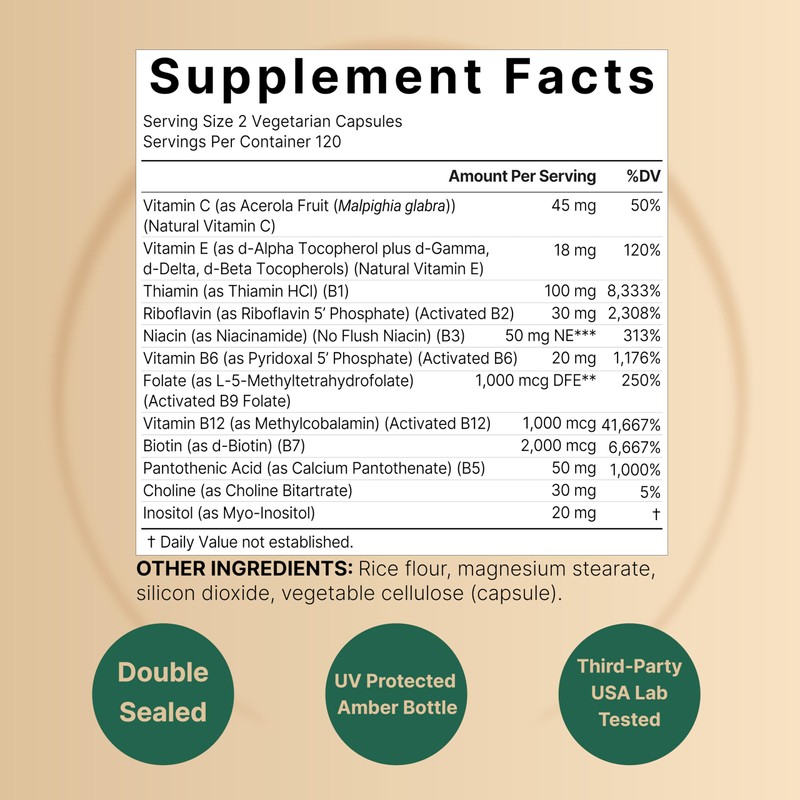 Methylated B Complex Vitamins, 240 Veggie Capsules | Multivitamin B