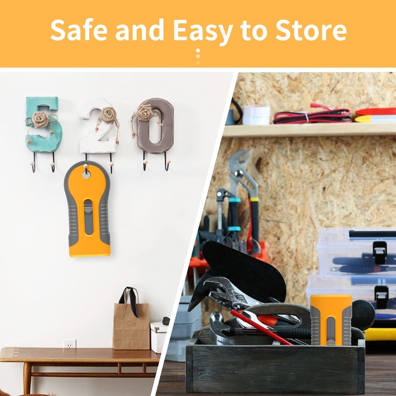 Razor Blade Scraper, 1 Pack Plastic Retractable Glass Scraper with