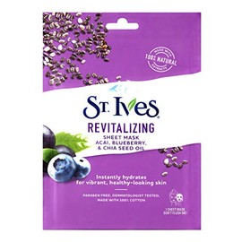 St. Ives Revital Acai Skin Care Sheet Mask, Count of 6                                                                                                