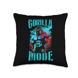 Gorilla Mode Motivation Quote | Beast Muscles Gym Workout Throw Pillow