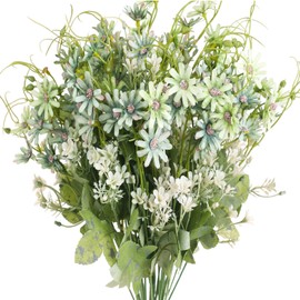 Nankers 6 Bundles Artificial Wildflowers Daisy Fake Greenery Plastic Silk Bouquets UV Resistant Outdoor Garden Plants Arrangements for Indoor Home Decoration