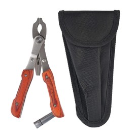 ADROIT 11-in-1 Multi-tool | Stainless Steel Construction | Wood Grain Handle | Tools Include LED Light, Knife, Screwdriver, Pliers, Crimpers, & More | Outdoor & Home Utility