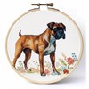 Boxer Dog Cross Stitch Kits with Hoop Easy Pattern Stamped