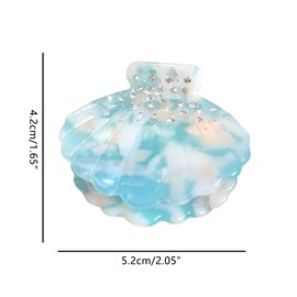 Colorful Sea Shell Hair Clip,Acetate Claw Clips,Hair Clips for Women,Cyan