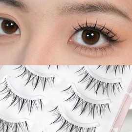 Natural False Eyelashes, 5 Pairs Popular, 3D Transparent Axis, Soft Core, Ultra Lightweight, Soft, Handmade, Actress Eyelashes, Cosplay Makeup, Easy for Beginners, Reusable, Thin Makeup, Lifestyle