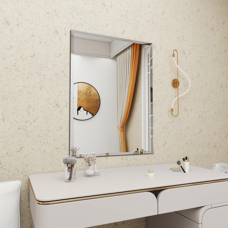 Rectangular Beveled Bathroom Mirrors, 22X30 inch Square Frameless Mirror, Rectangular