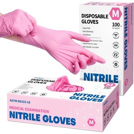 Gloves, 4.5 Mil Pink  -Safe Cleaning Esthetician  Disposable Glove, 100 count - Color: Small (Pink)