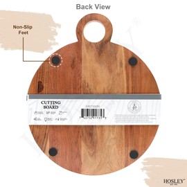 Hosley 13.5 Inch Acacia Wood Cutting Board - Medium Size Kitchen Chopping Block, Perfect for Meat, Vegetables & Charcuterie