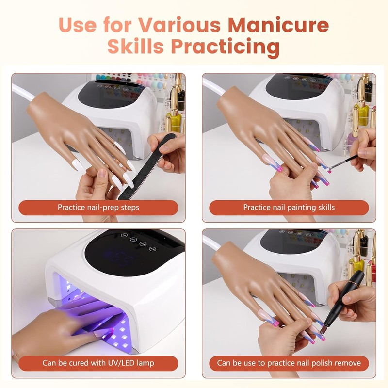 Wilfniee Practice Hand for Acrylic Nails Kit: Fake Silicone Hands