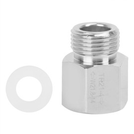 CO2 Tank Cylinder Adapter Converter Silver Female Thread TR21-4 to Male Thread W21.8-14