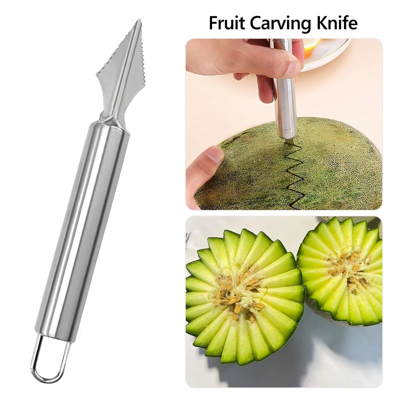 6 Pcs Stainless Steel Fruit Carving Knife Set, Kitchen Fruit