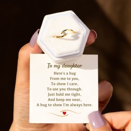 STORYJEWELLERY Hug Ring for Daughter, Bypass Promise Ring for Daughter, Daughter Gift from Mom, Gifts for Daughter, To My Daughter Ring, Mother Daughter Ring (daughter, plated 11)