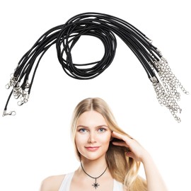 10 PCS Waxed Necklace Cord with Clasp 1.5mm Necklace Cord,Adjustable Braided Necklace Rope for Christmas Necklaces DIY Bracelet Jewellery Making(Black)