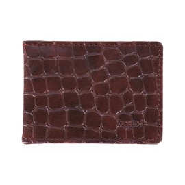 WooStyle Travel Pass Holder - Croc Pattern, Oyster Card Cover, Bus Pass, Rail Ticket, Photo ID, Compact & Slim Unisex Credit Card Case – Black, Brown, Tan, Green (Brown)