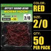 Offset-Worm-Hooks-for-Bass-Fishing-Round Bend Plastic Worms Texas Rig Hook Black Red 1/0