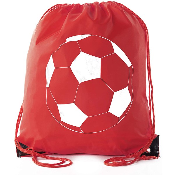 Soccer Party Favors | Soccer Drawstring Backpacks for Birthday Parties, Team events, and much more! - 3PK Red CA2500SOCCER S1